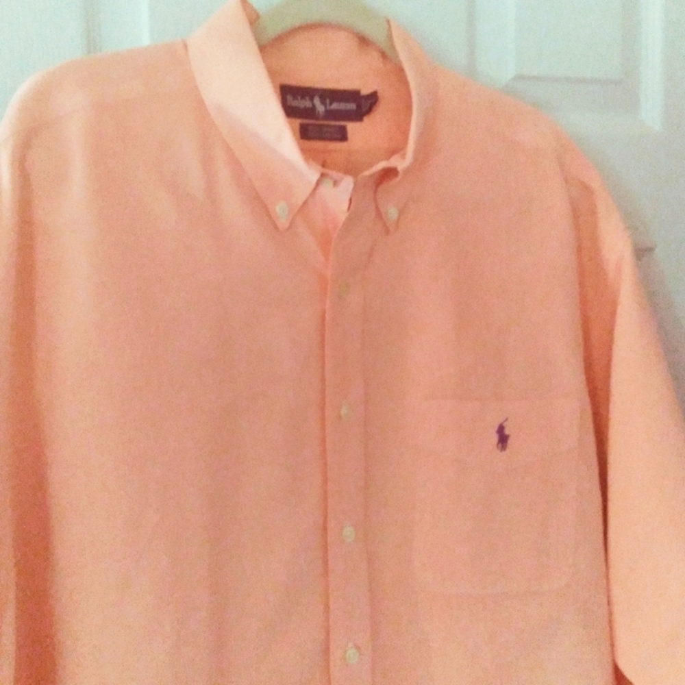 Polo by Ralph Lauren Orange Button Down Mens‎ Big Shirt Xl  Blue Pony